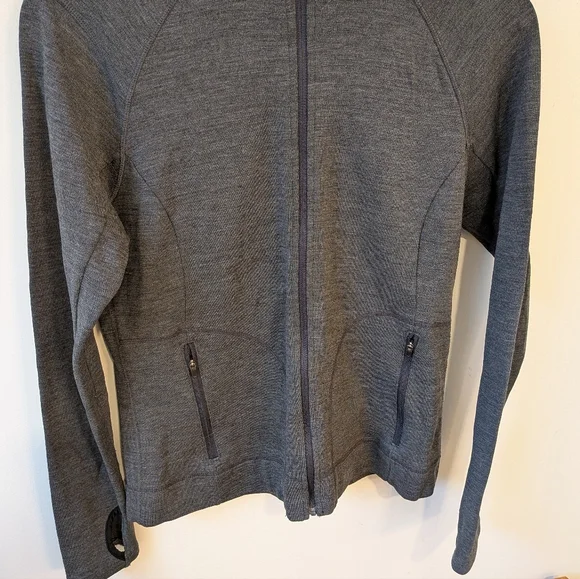 Ibex Women's Grey 100% Merino Wool Full Zip Hoodie Sweatshirt Jacket Large - Picture 2 of 7